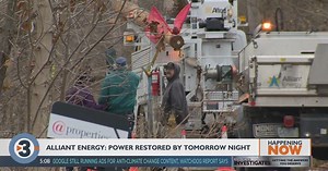 Alliant Energy hopes to have power restored by Friday night following severe storms