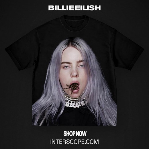 The Billie Eilish Tarantula Mouth t-shirt is back. Shop now: https://interscope.com/products/billie-eilish-tarantula-mouth-t-shirt | Billie Eilish