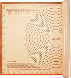 Silicone Pastry Mat 36x24 Inch Nonstick Baking Mat -Perfect for Doug, Pastry, Dough Rolling, Kneading Board, Pie Crust, Fondant, Bread, Pasta/Pizza, Kitchen Counter Mat