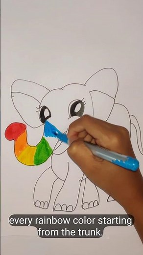 Magical Rainbow Elephant Drawing