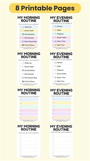Morning + Bedtime Routine Charts for Kids