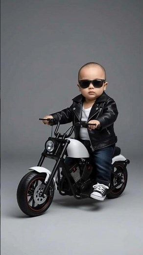 Baby Biker Boss: The Cutest Outlaw on Two Wheels! 👶🏍️ #babybiker #shorts