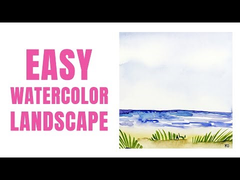 3 Minute Easy Watercolor Seascape 🌊 | Tiny Watercolor Landscape