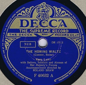 Vera Lynn, Soldiers And Airmen Of Her Majesty's Forces - The Homing Waltz / When Swallows Say Goodbye