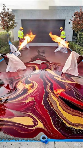 The Most Satisfying Red Marble Epoxy Driveway Transformation ✨