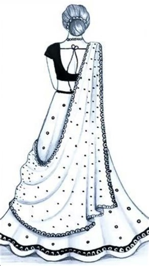 Beautiful sketch of girls wearing traditional dress #art #drawing #trending #sketch