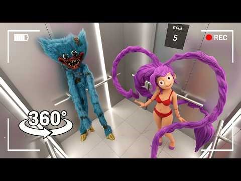 Lily Lovebraids in the Elevator 😱 | Hidden Camera 360° VR 4K (Poppy Playtime Chapter 5)