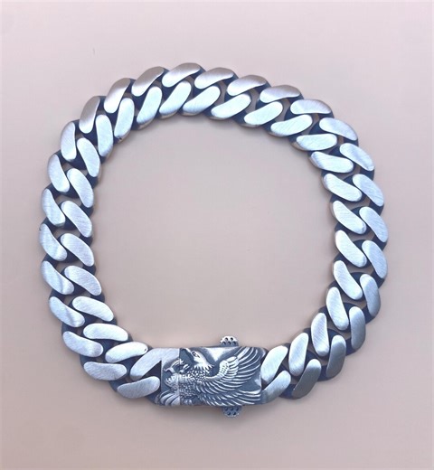 Handmade 925 Sterling Silver ULTRA HEAVY Curb Chain Bracelet | Massive Eagle Engraved Clasp 46 Grams - Etsy