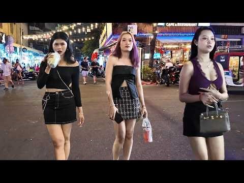 Cambodia Nightlife 2026: Walking Tour in Phnom Penh City (Street 136) Street Scene After Dark