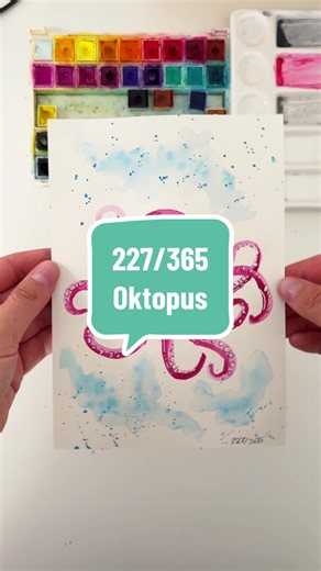 Oktopus Aquarell malen – einfacher Watercolor Schritt für Schritt
