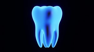 rotating tooth costructed glowing 3d animation
