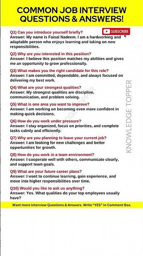 10 Most Important Interview Questions and Answers