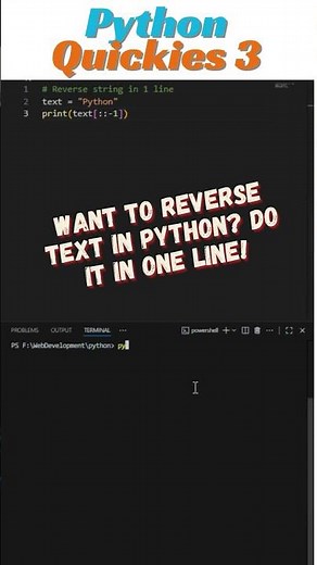 🔁 Reverse a String in 1 Line! | PyQuickies #3