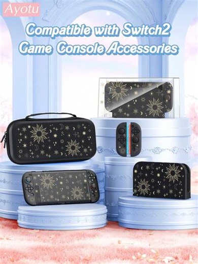 Ayotu 2025 New Model 2 Series Cosmic Pattern Game Console Shell & Accessories Set, Suitable For 7.9-Inch Switch 2 Protective Case. The Set Includes A Protective Case, Storage Bag, Base Shell, Console Dust Cover, Game Card Case, Joy-Con Grip Covers, And Other Optional Accessories. It Is The Best Choice For Schools, Birthdays, And Gaming Enthusiasts. | SHEIN