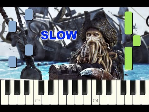SLOW piano tutorial "DAVY JONES THEME", from Pirates of the Caribbean, with free sheet music (pdf)