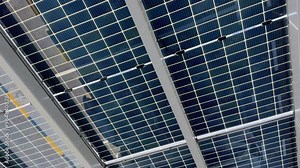 car parking roof made from solar panel. Renewable and clean energy