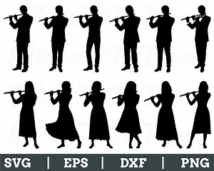 Flute Player Svg, Flute Player Silhouette, Female Flute Player Vector, Dxf, Png - Etsy