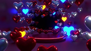 Download Hearts Neon Tunnel Background for free