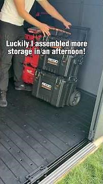 Need more storage? Keter Cortina 11x7 shed stores toolboxes, bikes, tools and more!