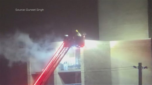 RAW VIDEO: Crews work to extinguish Waterloo apartment fire