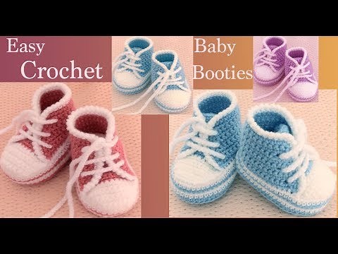 Zapatillas a Crochet para bebes paso a paso tejido tallermanualperu