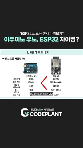 [ESP32로 모든 센서 다뤄보기] 아두이노 우노와 ESP32의 차이점 #코딩 #코드플랜트 #esp32 #thonny