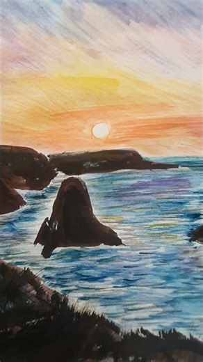 Ocean Sunset in Gouache | Frame to Painting Ep.2 🌅