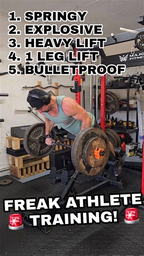 Train to Be Fast, Strong, and Unbreakable. This freak athlete circuit covers the full spectrum. 1. Springy: Low-Intensity Plyos for bounce & reactivity 2. Explosive: Sled Sprints for acceleration & power 3. Heavy: Weighted Back Raise – posterior chain overload 4. 1 Leg Lift: Bulgarian Split Squats – unilateral leg dominance 5. Bulletproof: Nordic Curls – hamstring & knee resilience This is how you build a body that performs and endures. Real work. Real results. Follow if you're about that life. 