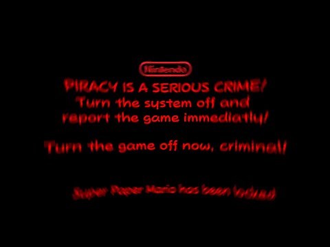 Super Paper Mario Anti-Piracy Screen