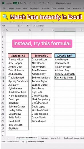 😱 Match Data Easily in Excel | #excel #shorts #exceltips #excelshorts #youtubeshorts #ytshorts