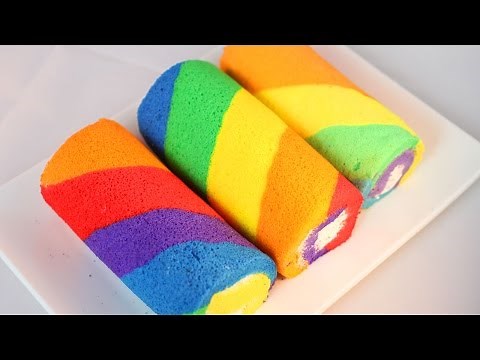 How to Make Rainbow Cake Roll / Cake roll Recipe /彩虹蛋糕卷
