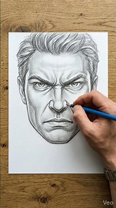 Angry Man Face Drawing ✏️ Blue Pencil Timelapse (Top-Down Tutorial)