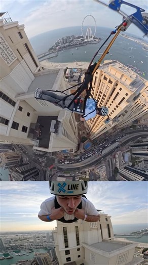 Nedim Lepic | 170 m above the city. 80 km/h through the sky. 1 km of pure adrenaline. The world’s longest zipline. #zipline #dubai #redbull | Instagram