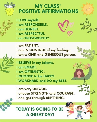 My Class's Positive Affirmations #studentsuccess #goalsetting #achieveyourgoals