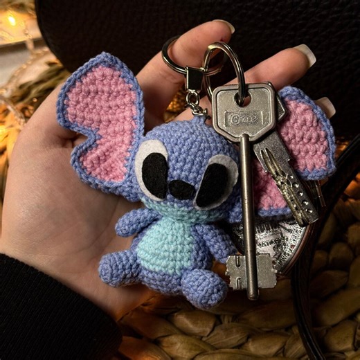 Crocheted Blue Alien Keychain - Experiment 62 With Big Ears - Etsy