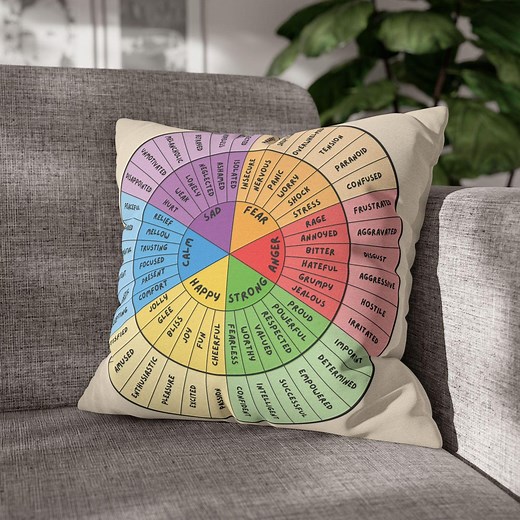 Emotions Feelings Wheel Pillow, Therapist Office Decor, Psychologist Gifts, Color Wheel of Emotions, Wheel of Emotions Pillow, Mental Health - Etsy
