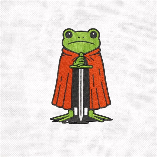 Knight Frog Embroidery Design, Medieval Cartoon Frog With Sword - Etsy