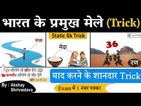 Static Gk Trick | Art & Culture | भारत के महत्वपूर्ण मेले | Gk Trick | Art & Culture By Akshay Sir