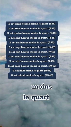 Les phrases avec "MOINS LE QUART" #frenchforbeginner #vocabulary #french