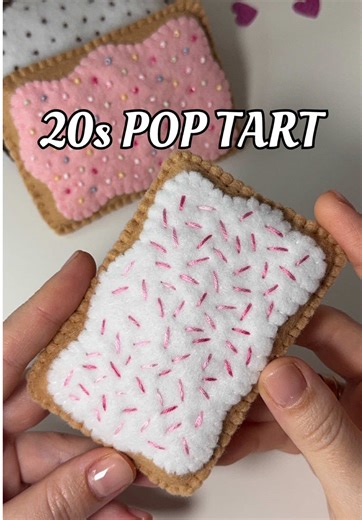 felt / sewing / handmade / DIY sew a felt pop tart in 20 seconds ✨ embroidered sprinkles — random direction, random length = realistic look 👀 want the pattern? #feltdiy #feltfood #feltcraft #poptart #montessoritoys