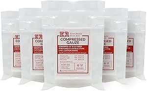 Ever Ready First Aid Compressed Sterile Gauze, 6-Ply Emergency Medical Dressing for First Aid Kits – 4.5” x 4.1 Yards - 5 Pack