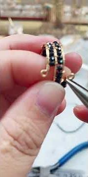 Make a Triple Layer Wire Wrapped Ring with Black Beads! ⚫✨