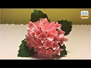 How to make hydrangea paper flower| DIY hydrangea crepe paper flower making tutorials