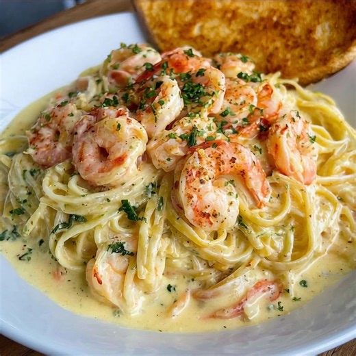 12K views · 49 reactions | Shrimp Alfredo Pasta Creamy Juicy shrimp and fettuccine tossed in creamy parmesan sauce, ready in 30 minutes . INGREDIENTS: 340 grams fettuccine or penne pasta 450 grams large shrimp 1 tablespoon neutral cooking oil ...... Full recipe in  | Cook By Book | Facebook
