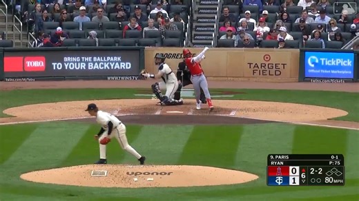 雙城王牌Joe Ryan投出這顆本賽季最犀利的橫掃球😳 這是2025年水平位移最大的一個三振，橫移達到3️⃣0️⃣英吋 (約76.2公分) | MLB Taiwan 美國職棒大聯盟