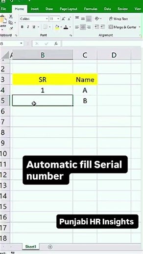 How to fill Automatically serial number rows in Excel