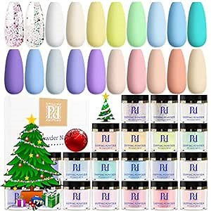 PrettyDiva Dip Powder Set - 20 Colors FEELIN' PLAYFUL Collection Pastel Macaron Dip Nail Powder, Spring Summer Bright Colors Nail Dip Powder Sparkly Glitter Bling Dipping Powder for DIY Salon Manicure