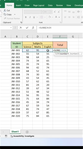AutoSum in Excel 😀 #exceltips #exceltricks #exceltutorial #explore | computernotion
