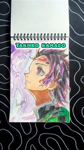 how to make tanjiro kamado drawing from demonslyar #shorts #demonslyar #tanjirokamado
