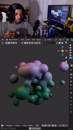 Led Phizeme on Instagram: "Blender 3d | Meta Ball Animation 😤🌎🧩💾 Here’s a cool animation trick, something that can be used in a product render, or just for fun. I highly recommend messing around with the settings and seeing what different results you get 🤝❗️ #blender3d #blenderrender #blenderart #blendertutorial #blenderartist #blendereevee #blenderanimation #blendercommunity"